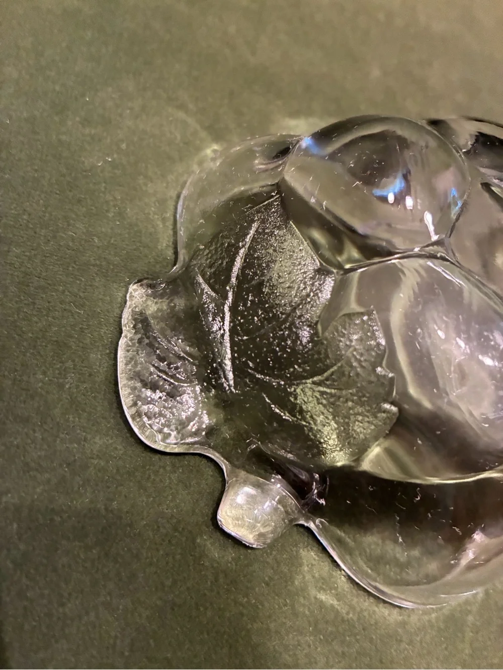 Vintage Glass Candy Dish-Grape Cluster- Studio Nova Textured Leaf 🍇 Trinket Dish